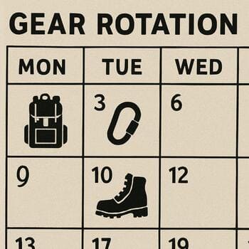 Close view of calendar squares with hand-drawn gear icons