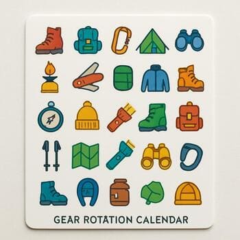 Small sticker sheet with colored icons used on the gear calendar