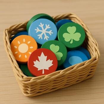 Small basket with extra season icons and clips under the wall strip