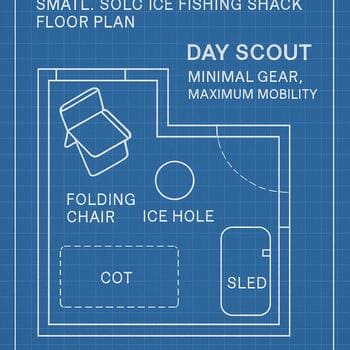 Cabin grid showing a light daytime scouting layout with folded bunks