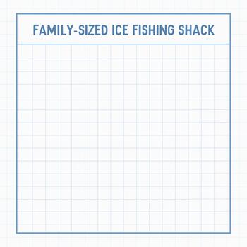 Family ice shack grid template with long benches and four fishing holes