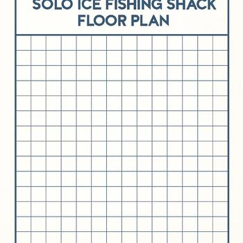 Solo ice shack grid template with one bunk, stove and two fishing holes